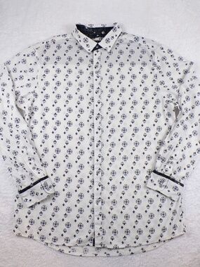 Rock Roll-n-Soul Men's Button up Dress Shirt Size XL White Cross Pattern